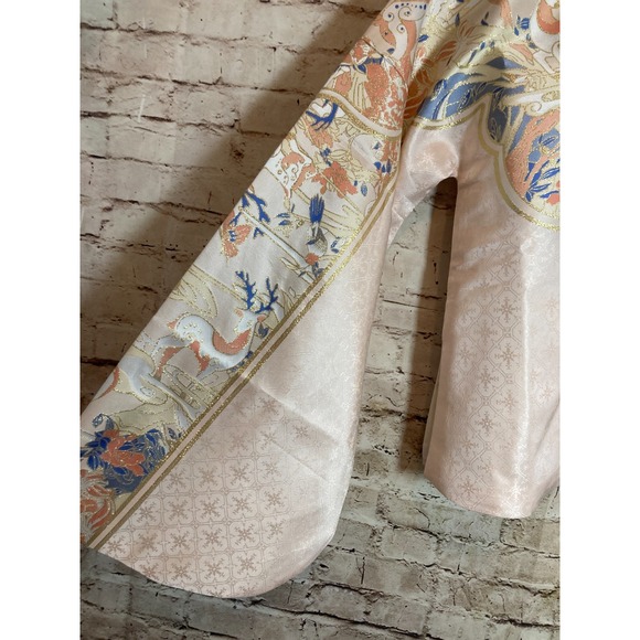 Authentic Ming-Style Hanfu Bijia Top by Mingtang Shiyi Peach Jacquard Sika Deer - Picture 4 of 15